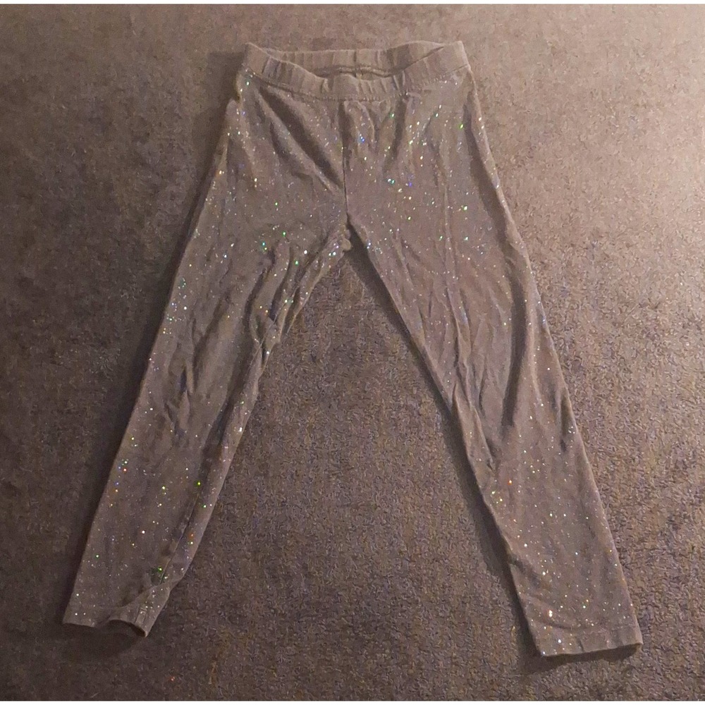 Cat & Jack Girls Black Glitter Sparkle Ankle Leggings Pants Size M (8-10)